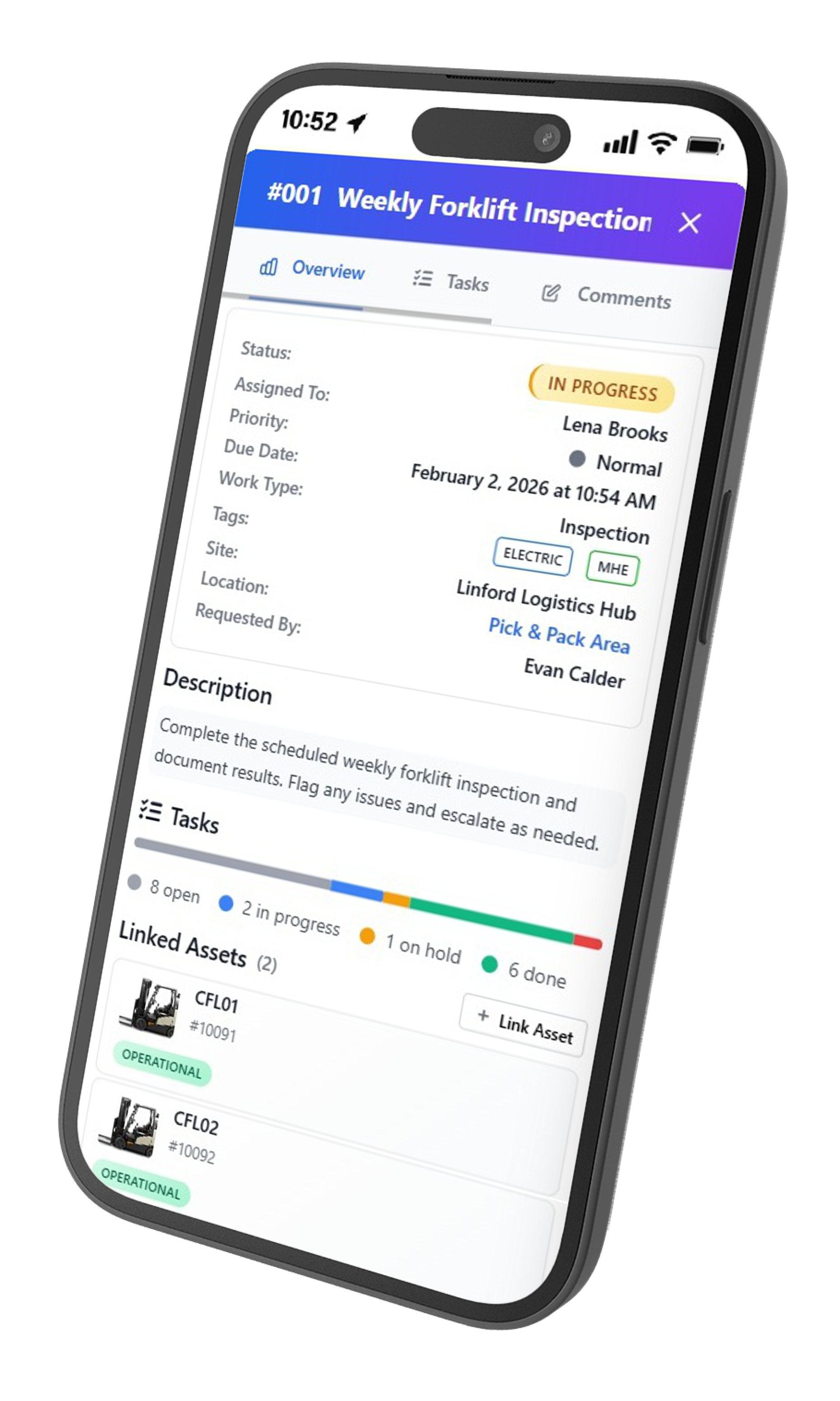 UpFix mobile work item interface — maintenance on the go